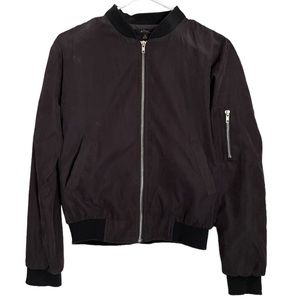Mine black cropped zip up thin flight jacket